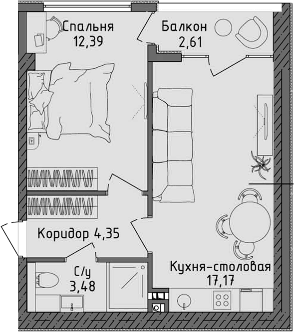2-комн., 35.9 м²