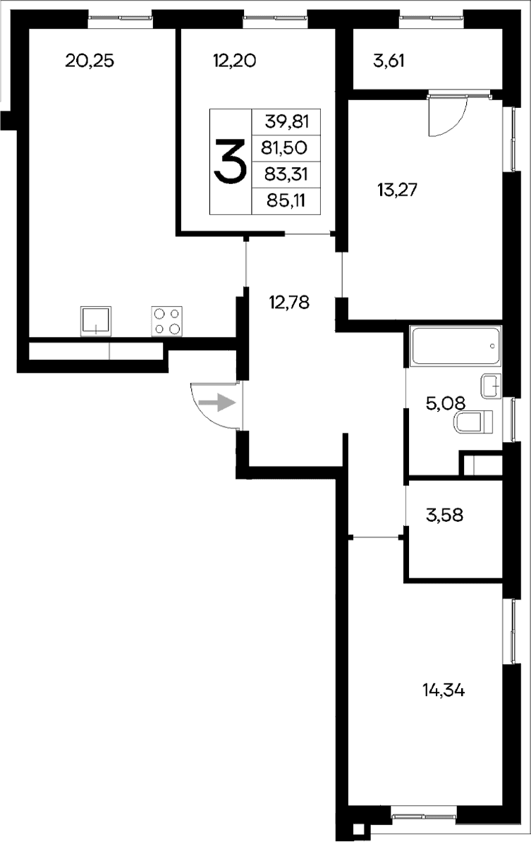 3-комн., 81.5 м²