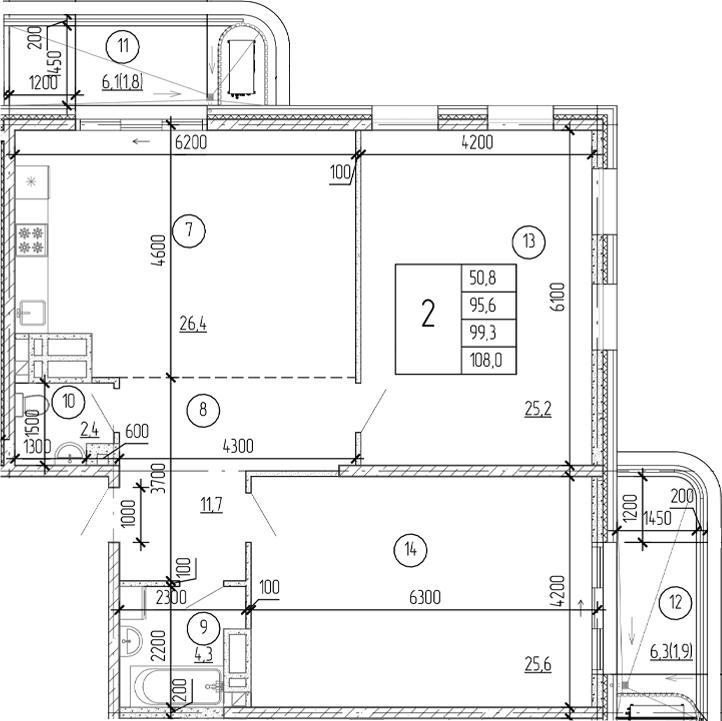 2-комн., 104.3 м²