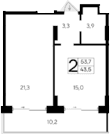 1-комн., 43.5 м²