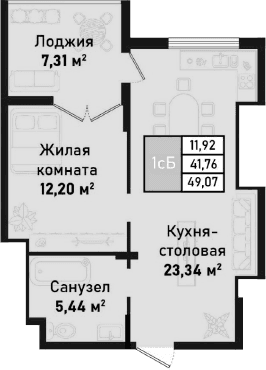2-комн., 40.98 м²