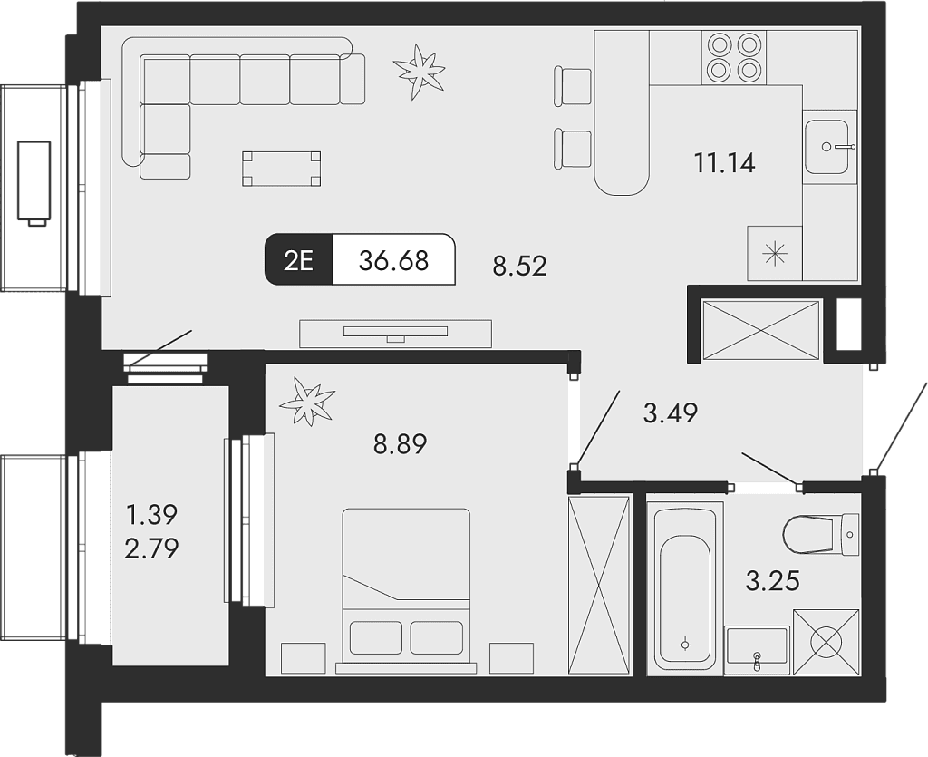 2-комн., 35.29 м²