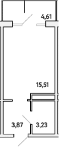 Студия, 22.61 м²