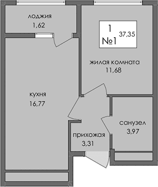 1-комн., 35.83 м²