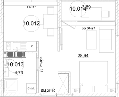 1-комн., 33.58 м²