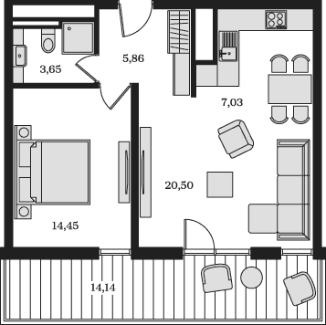 2-комн., 51.5 м²