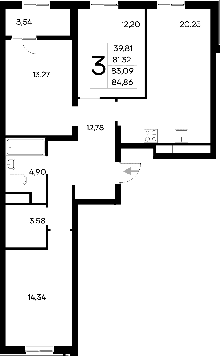 3-комн., 81.32 м²