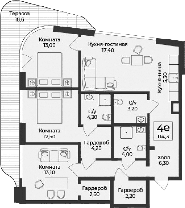 4-комн., 97.1 м²