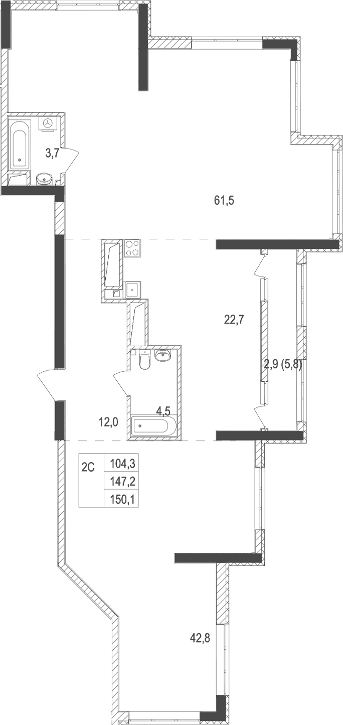 3-комн., 147.2 м²
