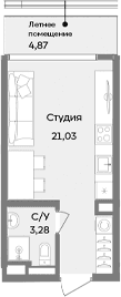 Студия, 24.31 м²