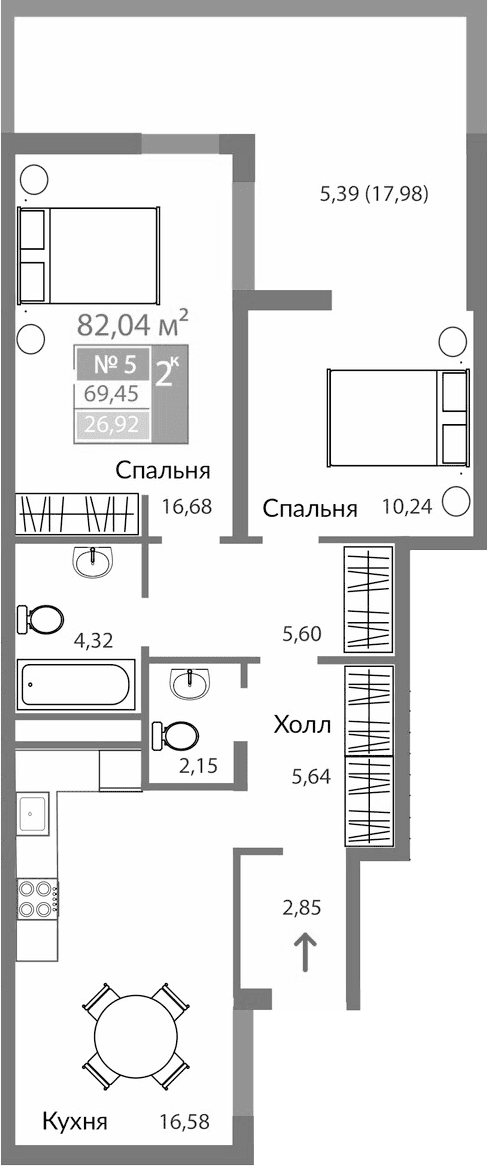 Таунхаусы, 64.06 м²
