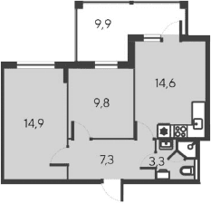 3-комн., 49.9 м²