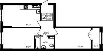 2-комн., 58.77 м²