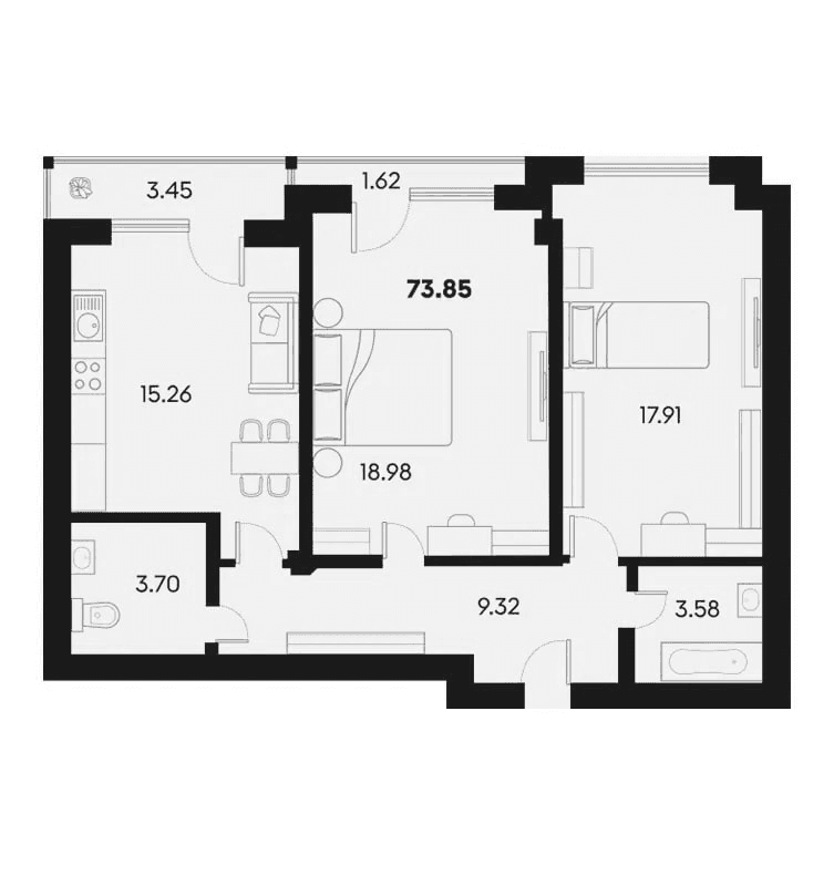3-комн., 68.78 м²