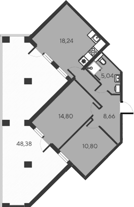 3-комн., 57.54 м²