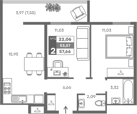 2-комн., 50.08 м²