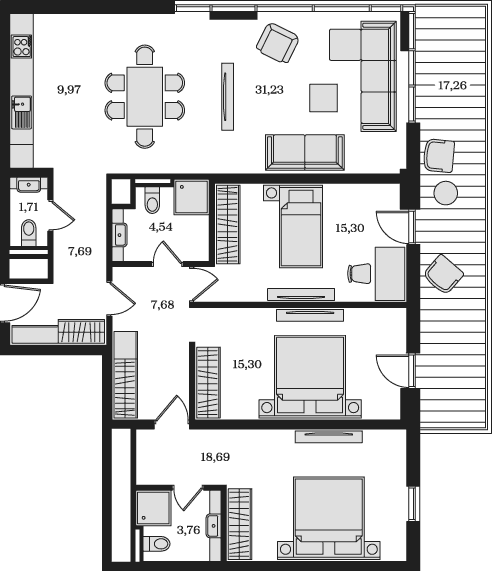 4-комн., 115.87 м²