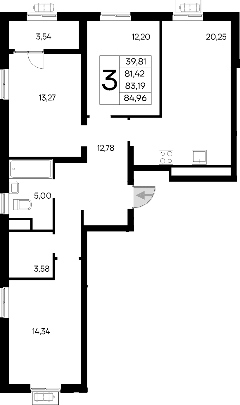 3-комн., 81.42 м²
