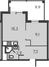 2-комн., 34.6 м²