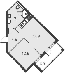 2-комн., 38.1 м²