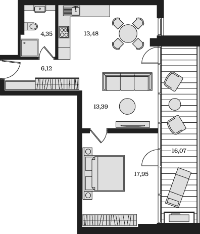 2-комн., 55.29 м²