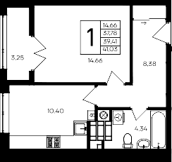 1-комн., 37.78 м²