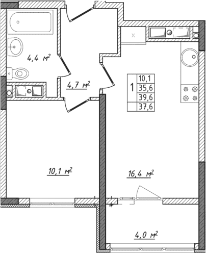 2-комн., 35.6 м²