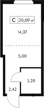 Студия, 20.69 м²