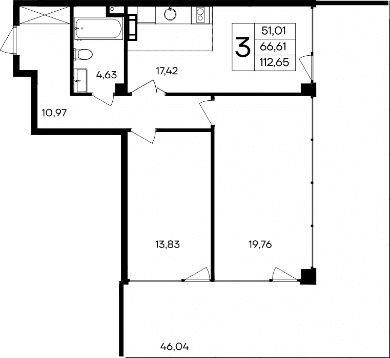 2-комн., 66.61 м²