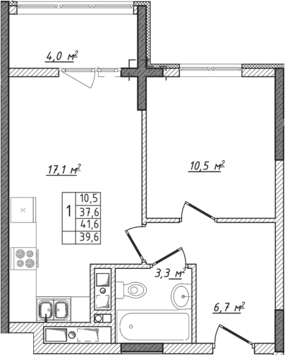 2-комн., 37.6 м²