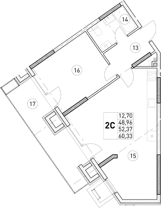 1-комн., 48.96 м²