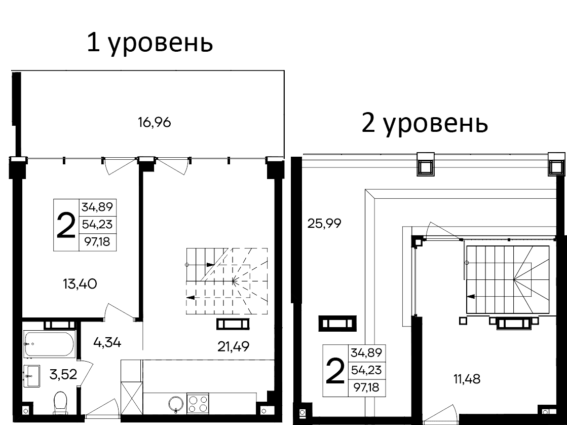 2-комн., 54.23 м²