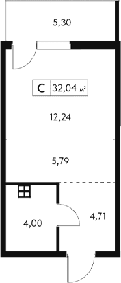 Студия, 30.45 м²