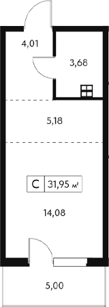 Студия, 30.45 м²