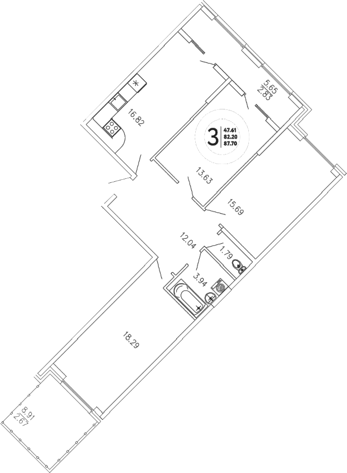 3-комн., 82.2 м²