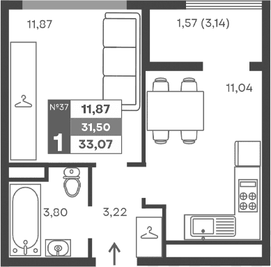 1-комн., 29.93 м²