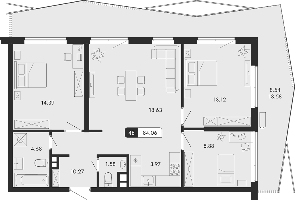 4-комн., 75.52 м²