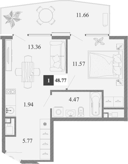 1-комн., 37.11 м²