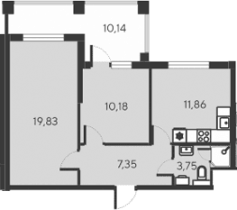 3-комн., 52.97 м²