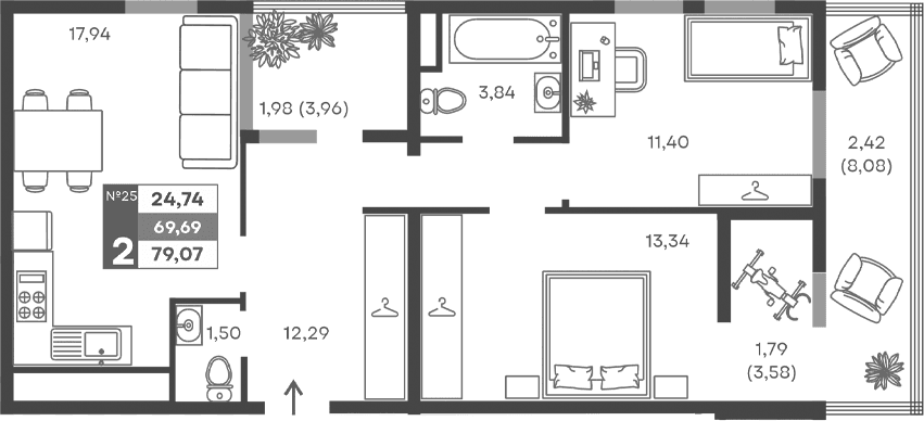 2-комн., 60.31 м²