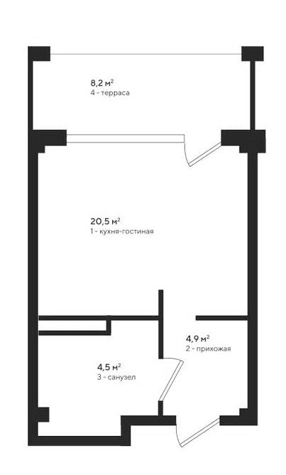 Студия, 30.2 м²