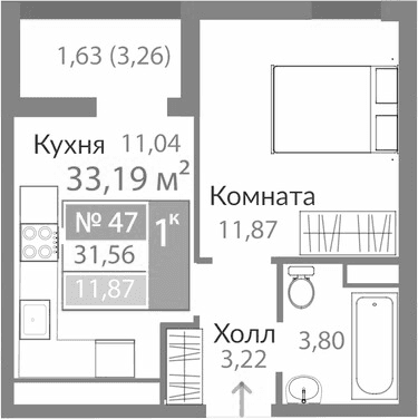 1-комн., 29.93 м²