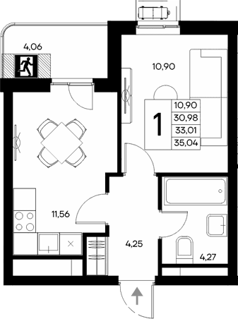 1-комн., 30.98 м²