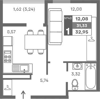 1-комн., 29.71 м²