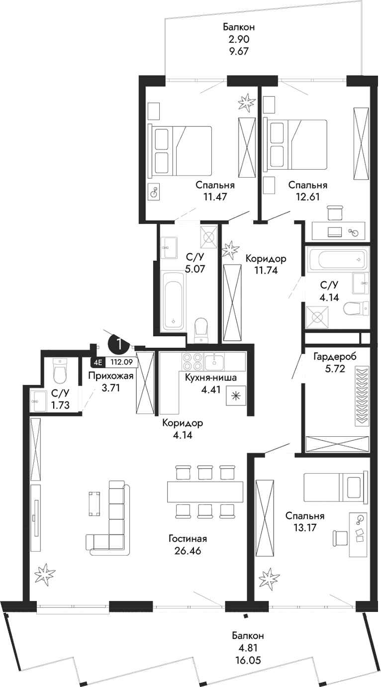 4-комн., 104.38 м²