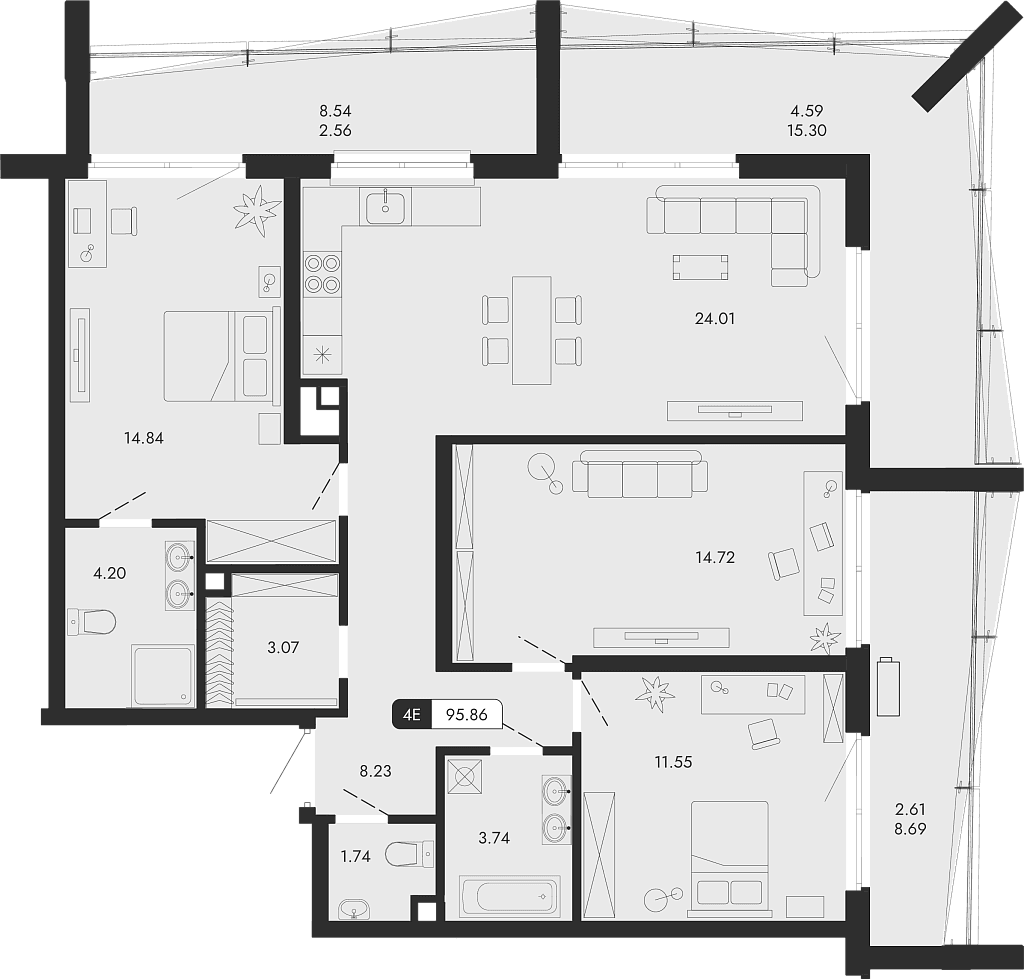4-комн., 86.1 м²