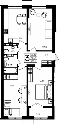 3-комн., 78.44 м²