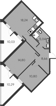 3-комн., 57.54 м²