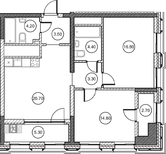 2-комн., 68.3 м²