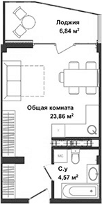 Студия, 27.66 м²